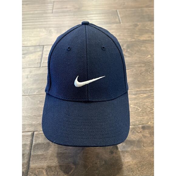 Vintage Nike Navy Swoosh Logo Adjustable Strapback Hat Cap Grey Tags 209429-451 - Picture 2 of 10